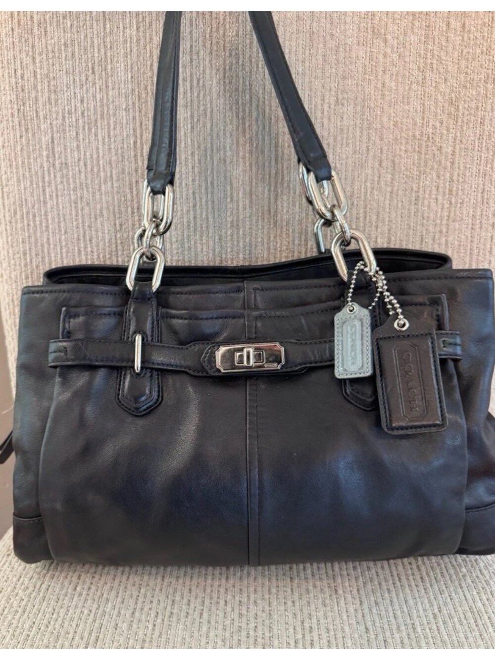 Coach Y2K Black Leather Chelsea Jayden Shoulder Bag Silver 17811 Hang Tag